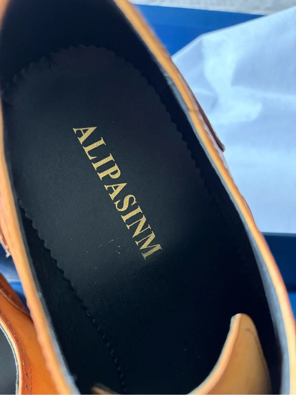 Alpasini Tan Burnished Leather Cap-Toe Oxford